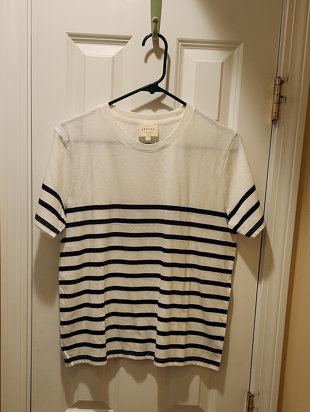 NWOT Sezane Conrad T-shirt White / Navy - Size S